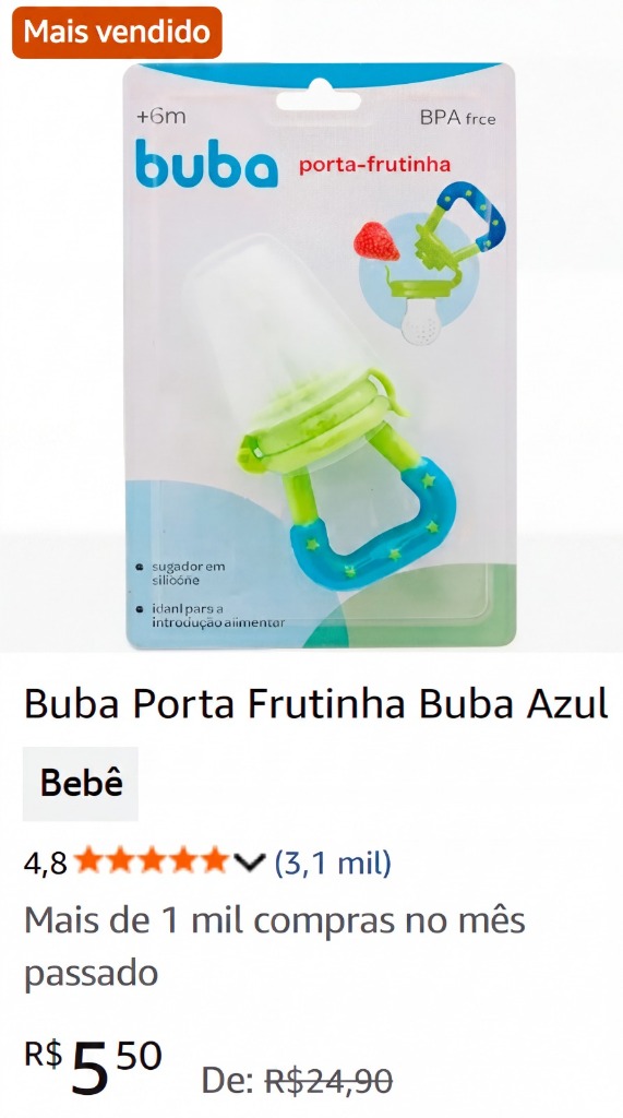 Buba Porta Frutinha Azul - R$ 5,50