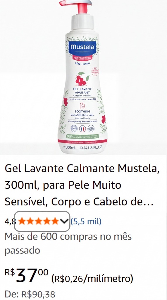 Gel Lavante Calmante Mustela 300ml - R$ 37,00